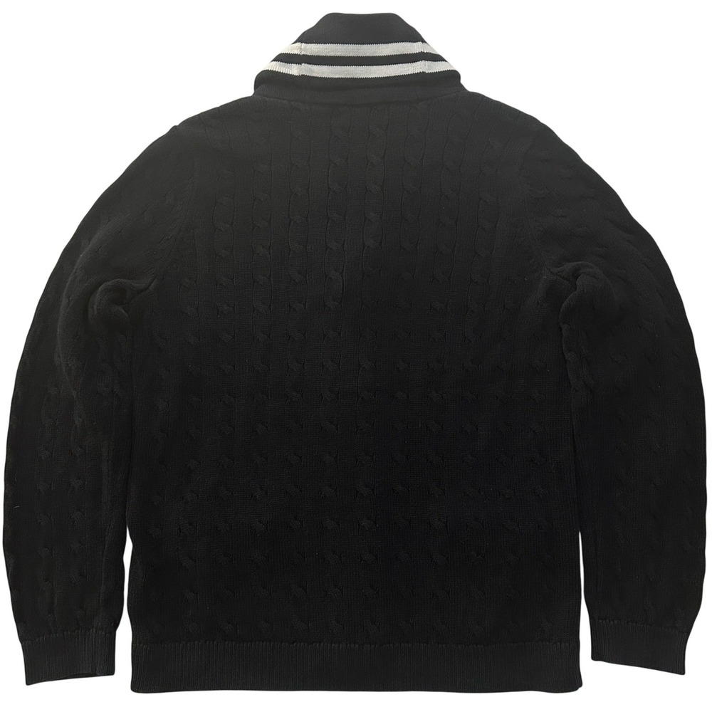 Ralph Lauren Active Cable Knit Shawl Collar Crest Cardigan XL Preppy Academia - Picture 2 of 12